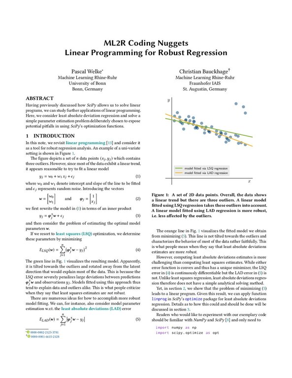 Linear Programming for Robust Regression.pdf